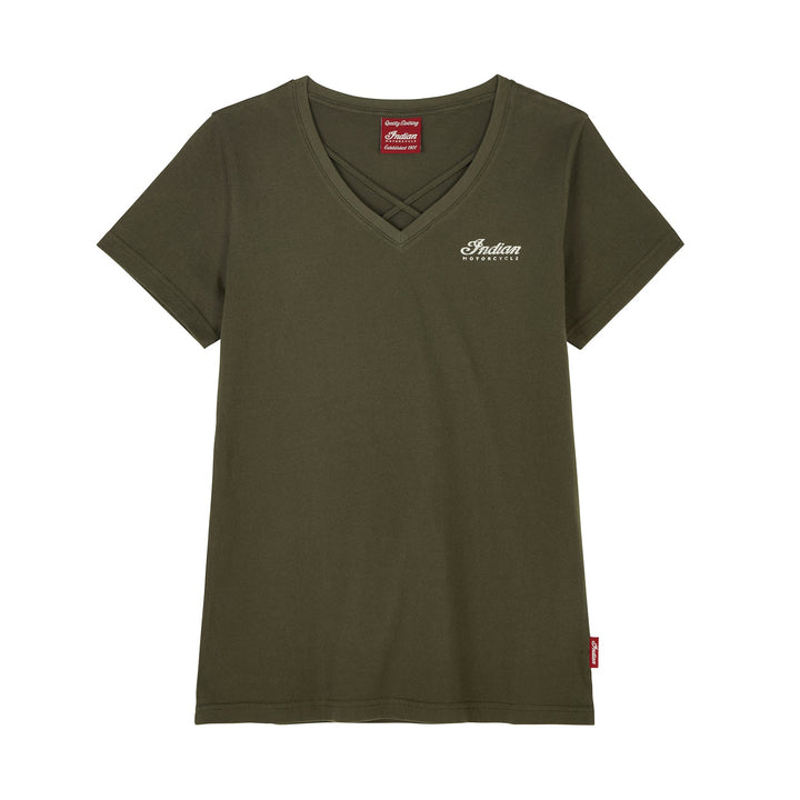 Women's V-Neck Headdress T-shirt, Green
