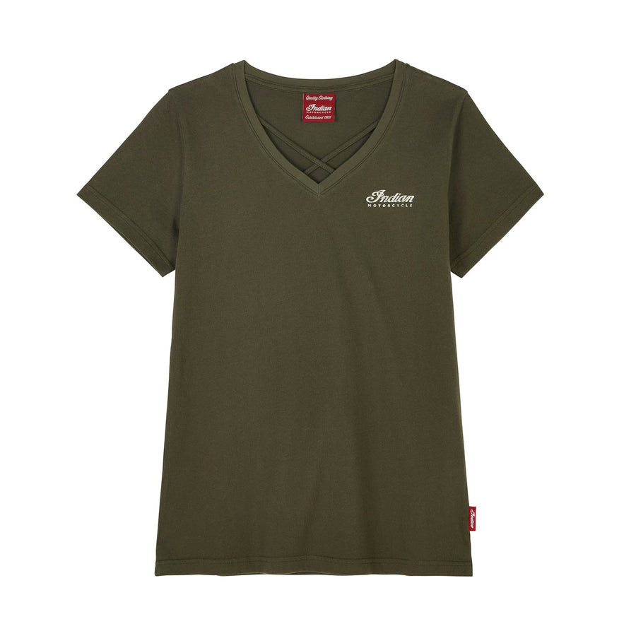 Women's V-Neck Headdress T-shirt, Green - Indian Motorcycle Jacket