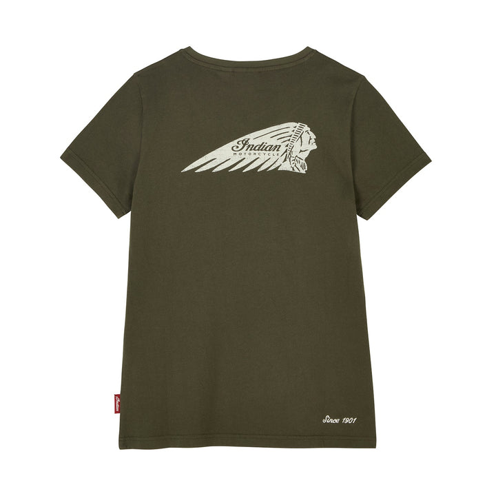 Women's V-Neck Headdress T-shirt, Green