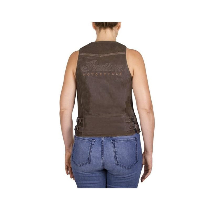 Women's Vintage Indian Motorcycle Leather Vest, Brown
