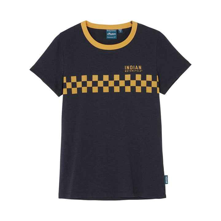 Women's Vintage Speedway Checked T-Shirt, Navy